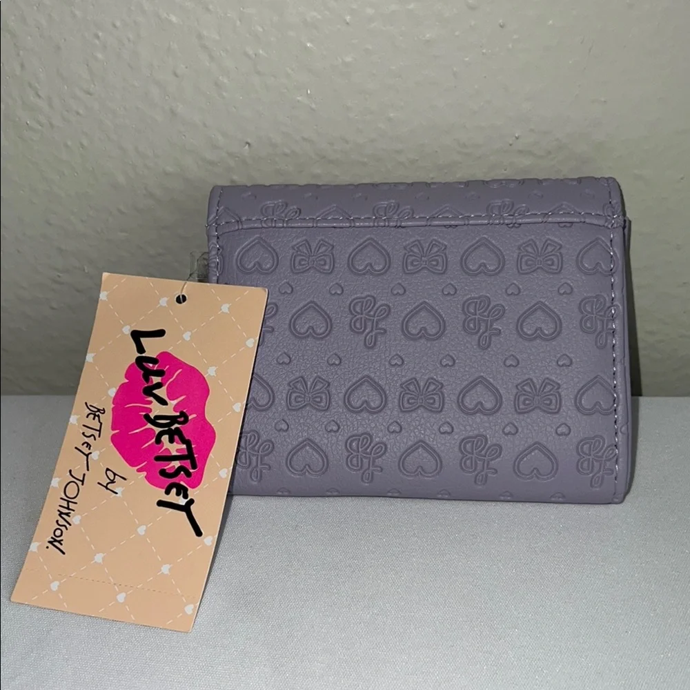 Betsey Johnson Lavender Wallet with Heart and Bows Design - Picture 2 of 7